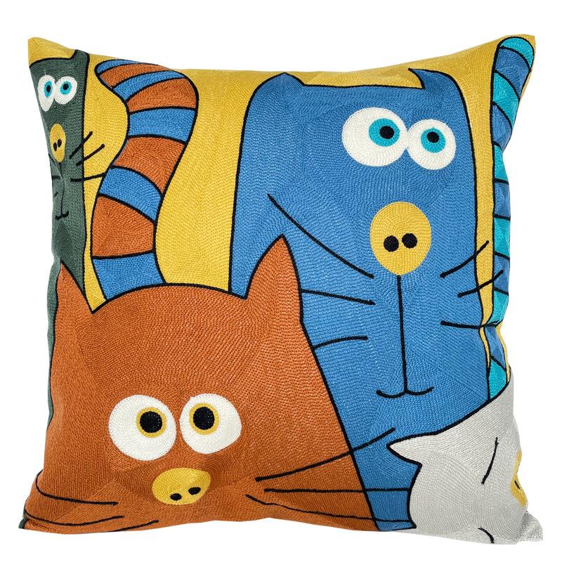 Abstrakcyjny Van Gogh Miau Pełny Haft Haft Picasso Poszewka na Poduszkę Przyłóżkowa Poduszka do Samochodu