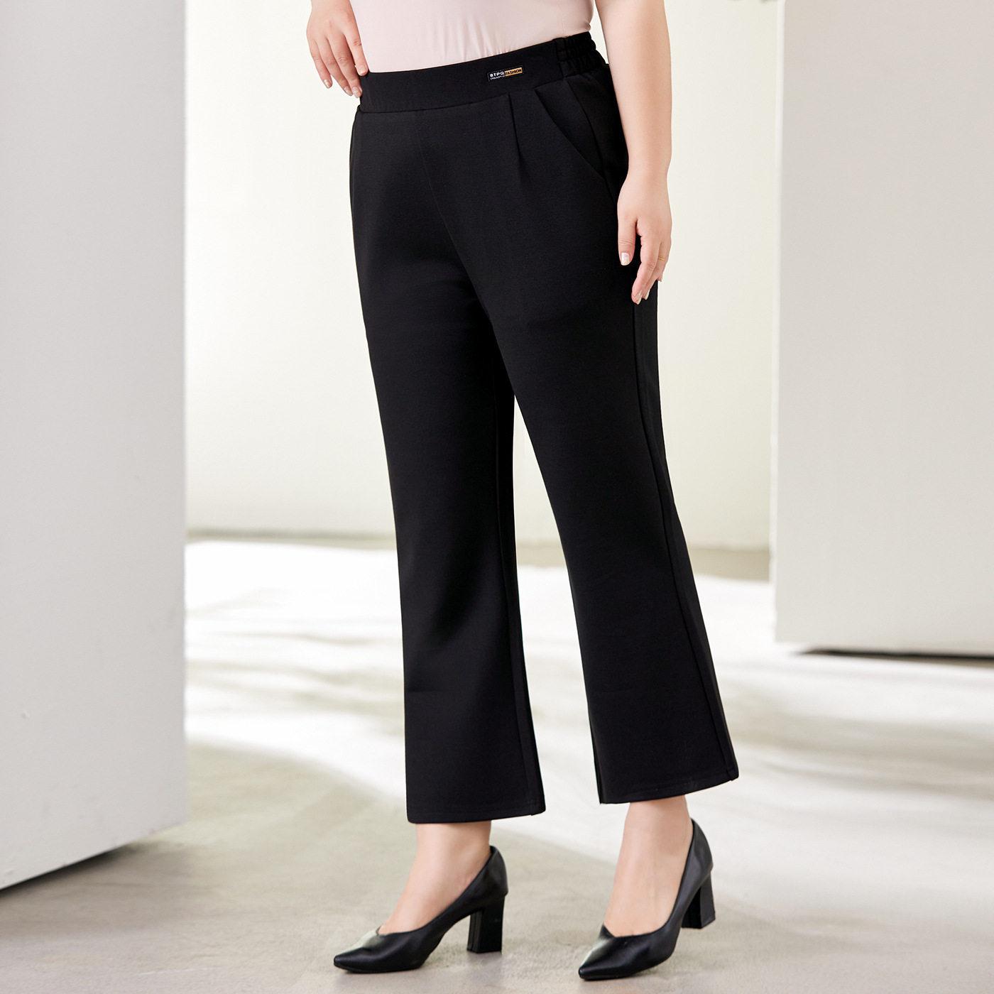 

Plus Size Women s Micro Flare High-Waist Pants - Slimming Nine-Point Black (2026 Spring Collection) 3XL [130-150 lbs] чёрный