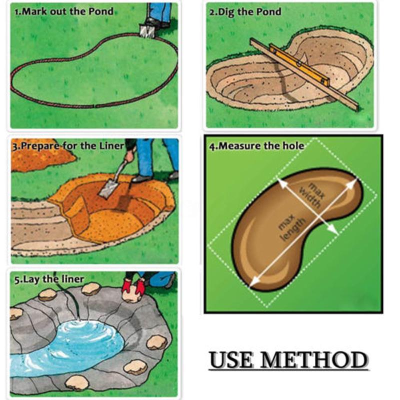 Căptușeală de iaz cu pești de 3x2m, bazine de grădină, cu membrană HDPE, întărită peisagistică