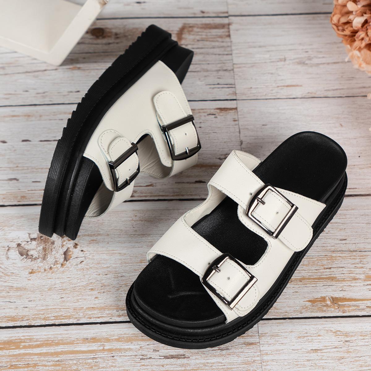 Step on shit slippers wear summer women 2025 new high-end Internet celebrity explosion thick bottom belt buckle sandals 35 белый 3877₽