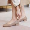 Fashion Ladies Summer Footwear Square Toe Shoes for Women 2025 with Medium Heels White Office Social Elegant Classy Fashion A Spring