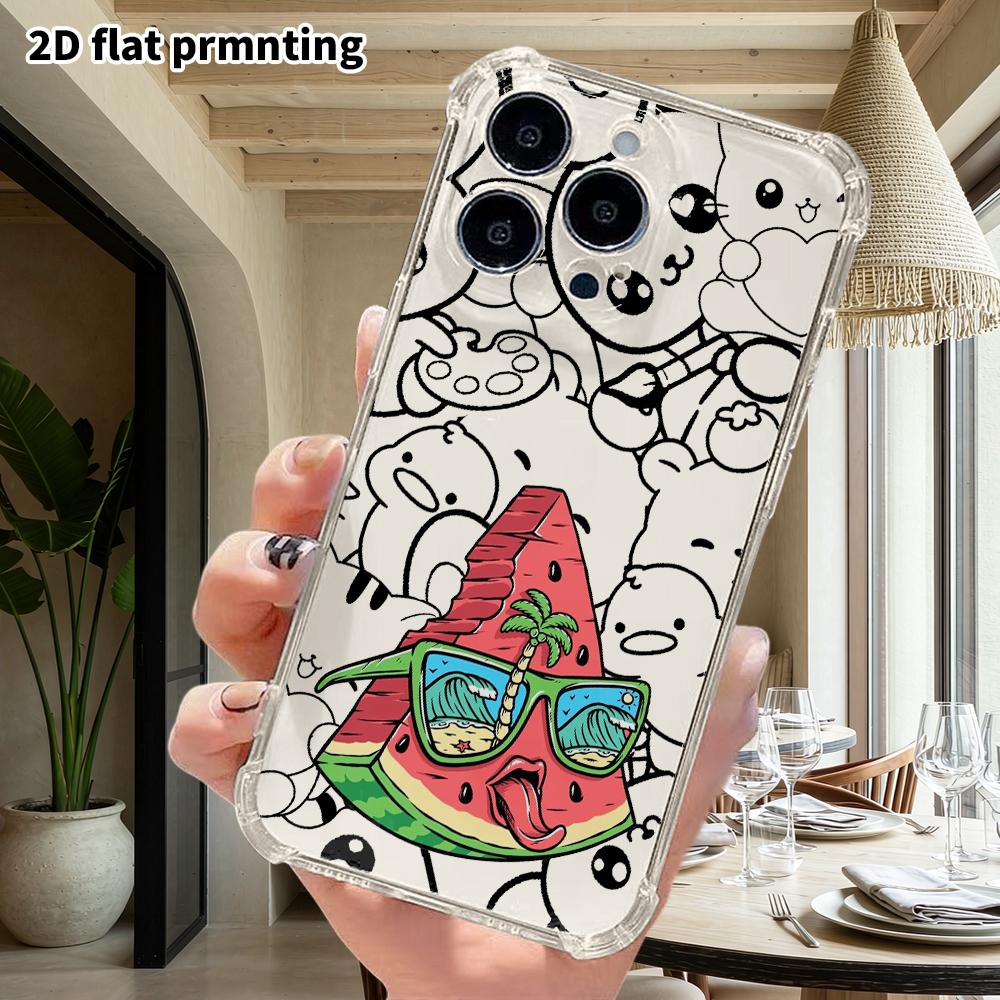 Phone case: 2D flat, suitable for iPhone 18 17 16 15 14 13 Pro protective case, watermelon slice, perfect Christmas and Halloween holiday gift
