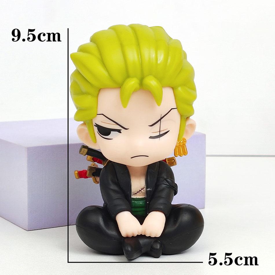 10CM In Stock One Piece Luffy Roronoa Zoro Nami Sanji Mini Figure Anime Kawaii Sitting Toys Desktop Car Ornaments Model Gifts