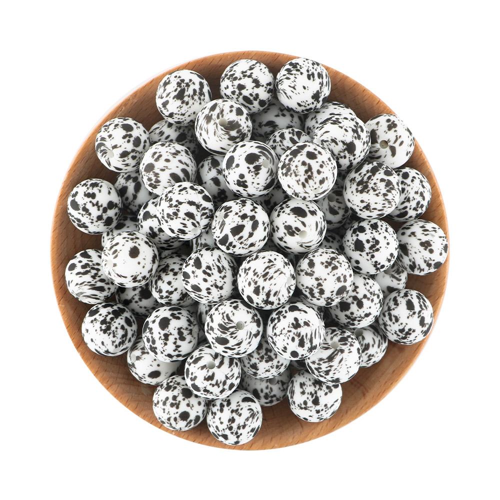15MM Leopard Silicone Printed Beads 20pcs For Making DIY Jewelry Accessories Bracelet Necklace Making