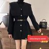 2024 Early Spring Women's Navy Collar Slim-Fit Mid-Length Coat
