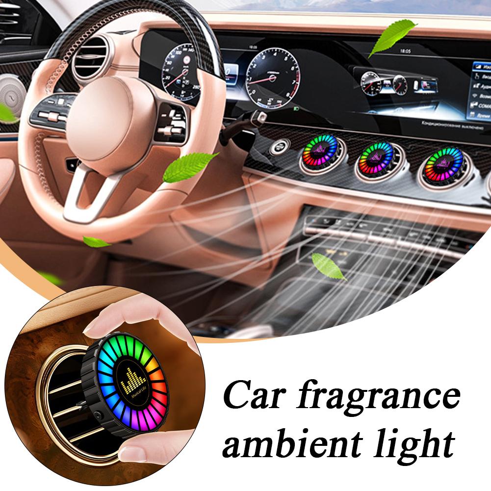 2-in-1 Car RGB Music Rhythm Lamp With Aromatherapy Sound-Activated Light Rechargeable Vent Clip Car Fragrance Ambient Light