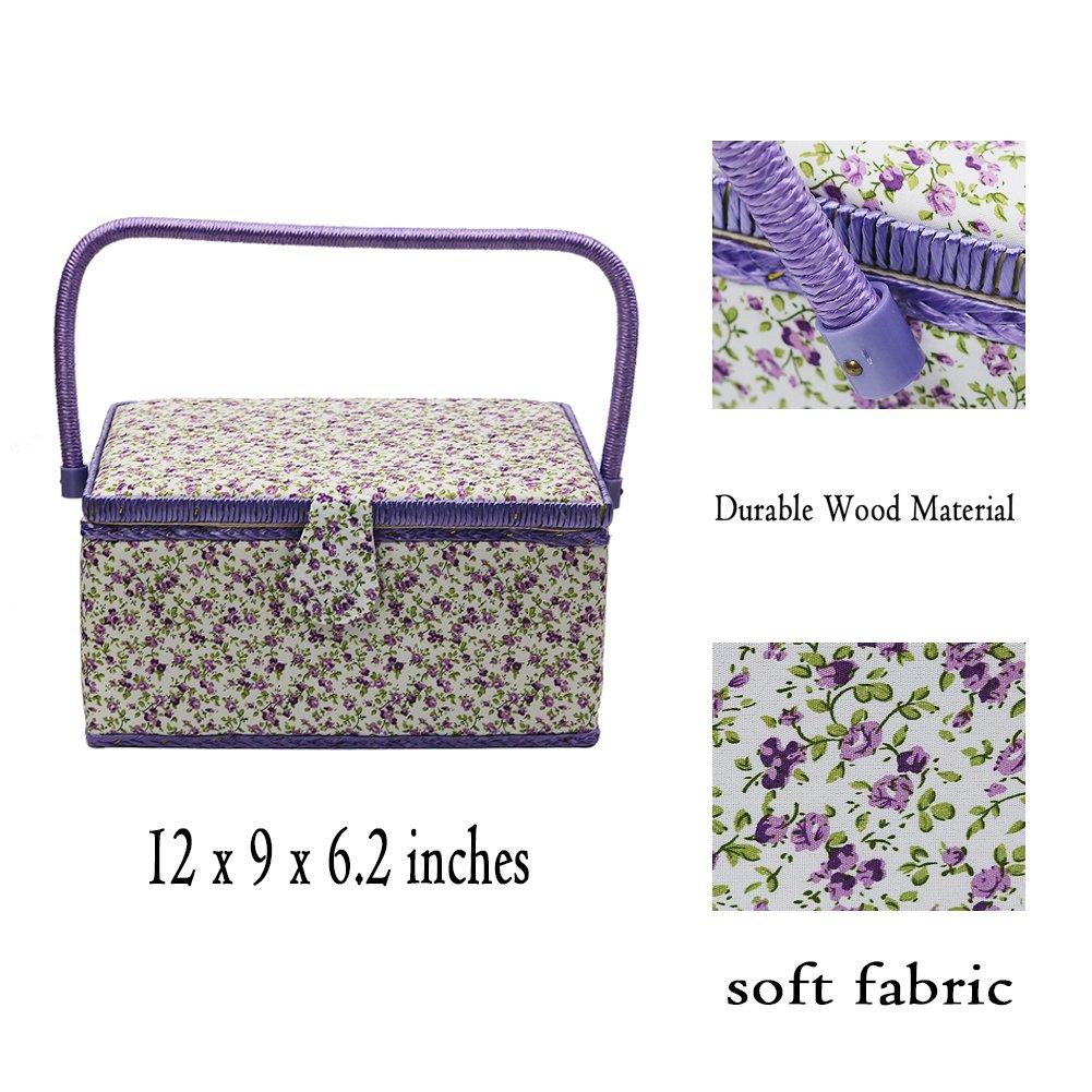 Sewing Sewing Large Floral Portable Storage Case for Home Organizes Sewing and Large Easy to DIY Craft Day D&D Box, Basket, Capacity, Print, Use,