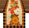 Autumn Pumpkins Maple Leaves Plaid Linen Table Runner Party Decor Fall Harvest Kitchen Dining Table Runners Autumn Decorations