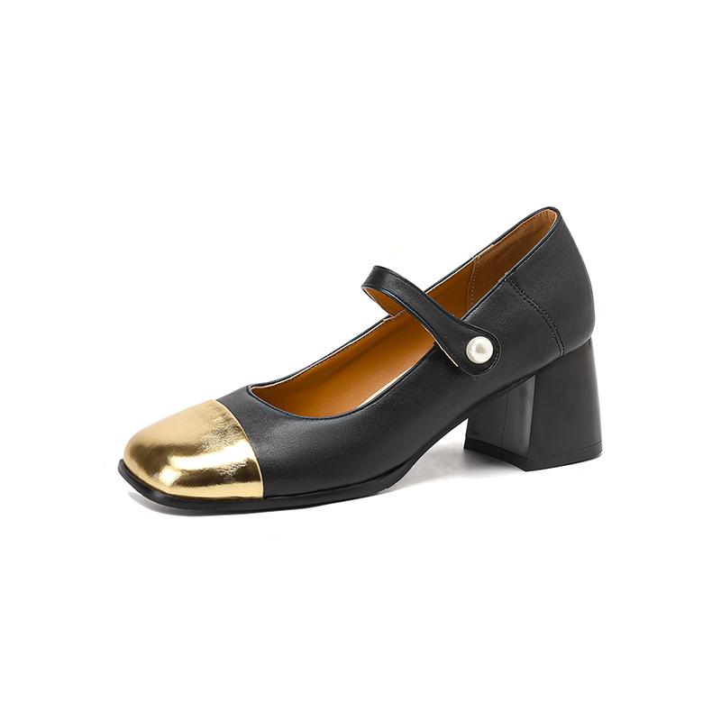 

Женские туфли-лодочки на блочном каблуке, повседневные, разноцветные, женские, из искусственной кожи, весна-лето, на липучке, туфли Мэри Джейн, женские размеры 33-46 8.5