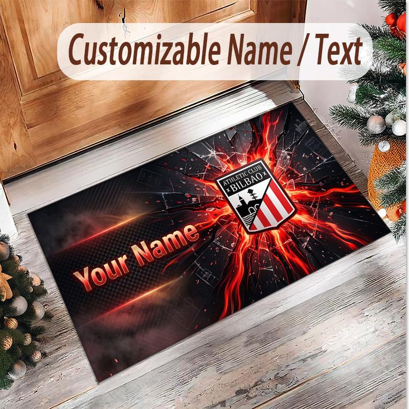Personalized Crystal Velvet Carpet Athletic Bilbao FC Pattern Non Slip Floor Rug
