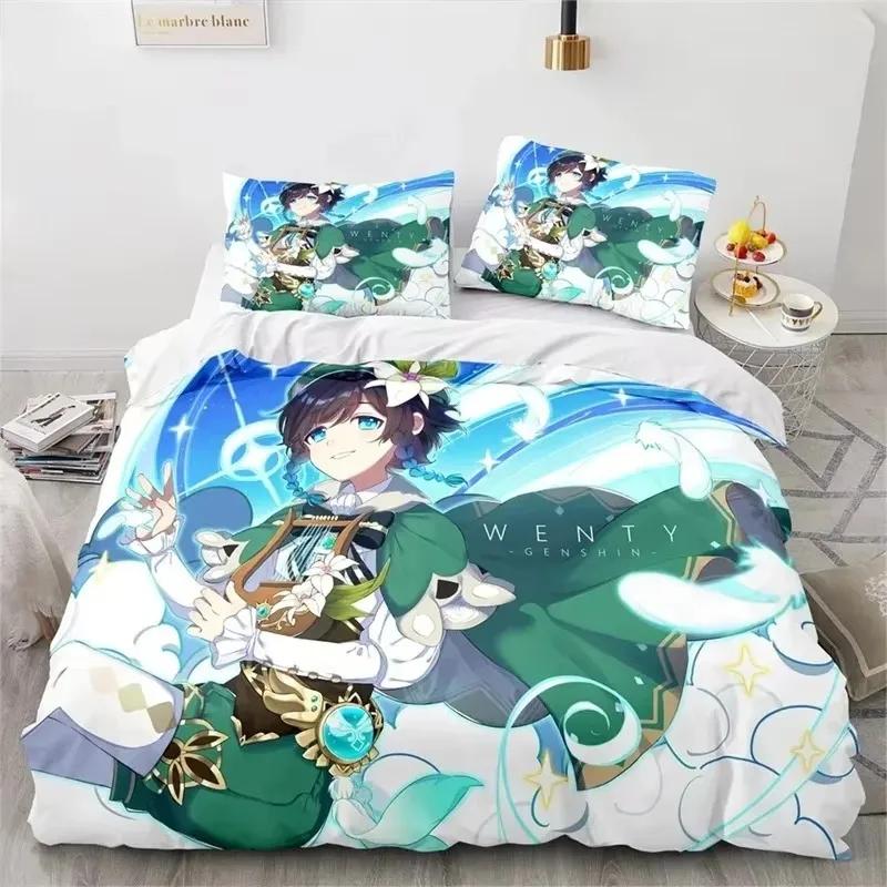 3D Print Genshin Impact Bedding SetDuvet Cover Comforter Bed Set Quilt Cover PillowcaseKing Queen Twin Size Boys Girls Adults