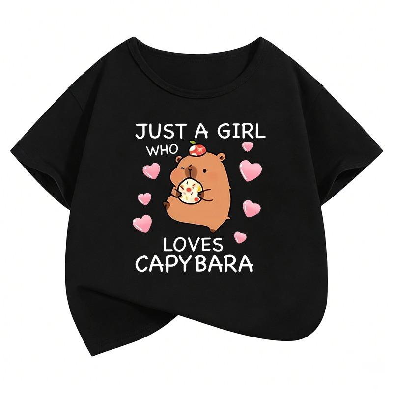 Just A Girl Who Love Capybara T Shirts Funny Short Sleeve Summer Spring Kids Children's T-shirt Boys Girls Casual Top Tee Shirt