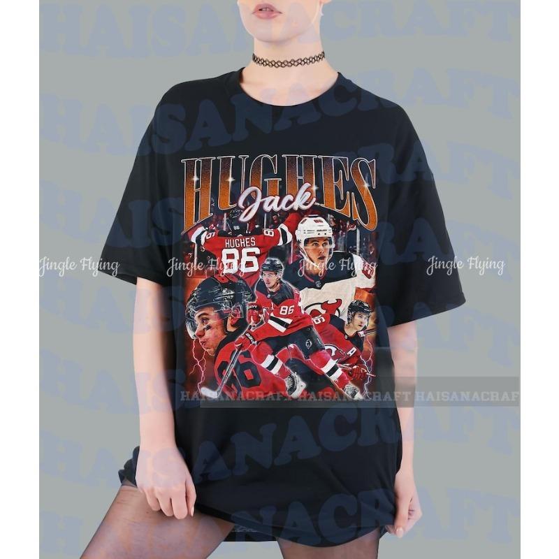 Jack Hughes Ice American Professional Hockey Championship Sport Vintage 90s Style Fan Gift Oversized Shirt T-Shirt