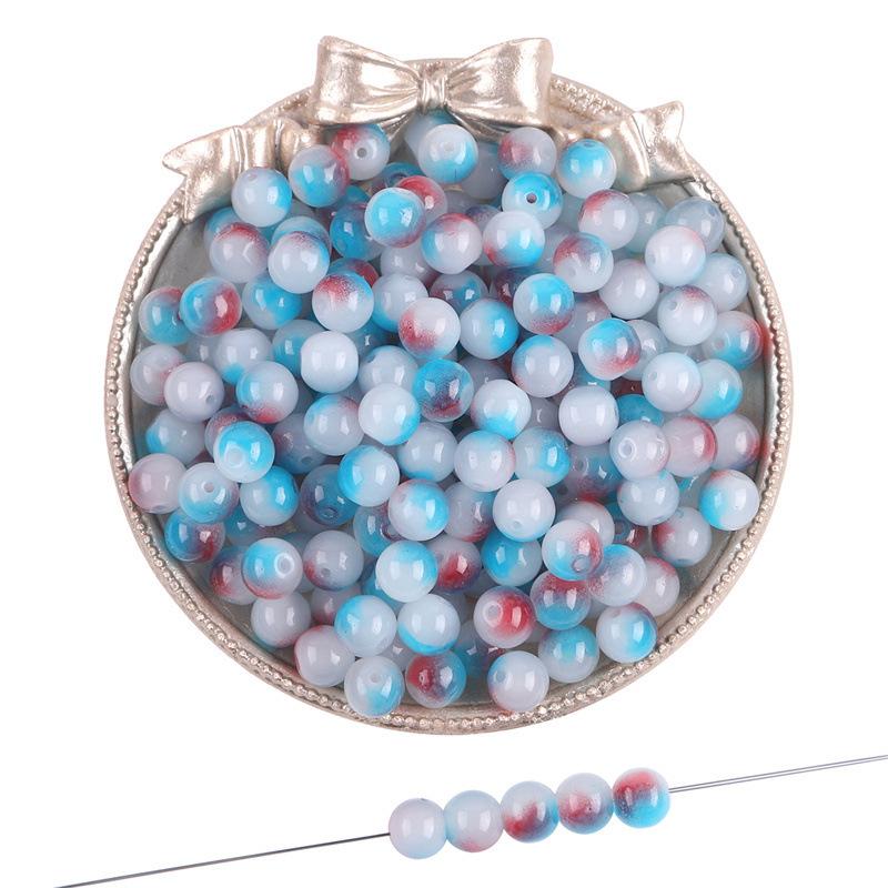 8mm Summer Dream Jelly Duplex Glass Round Beads Loose Beads DIY Handmade Bracelet Glaze Beading String Material Beads for Jewelry Making