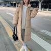 Giacca Lunga Imbottita in Cotone da Donna Caldo Cappotto Coreano con Cappuccio Ampio Casual Abbigliamento da Neve Cappotto Antivento da Donna Parka Capospalla