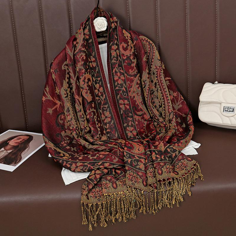Luxury Winter Cashmere Shawl Lady Wrap Warm Autumn Scarves Design Print Female Foulard Cotton Stoles Scarf