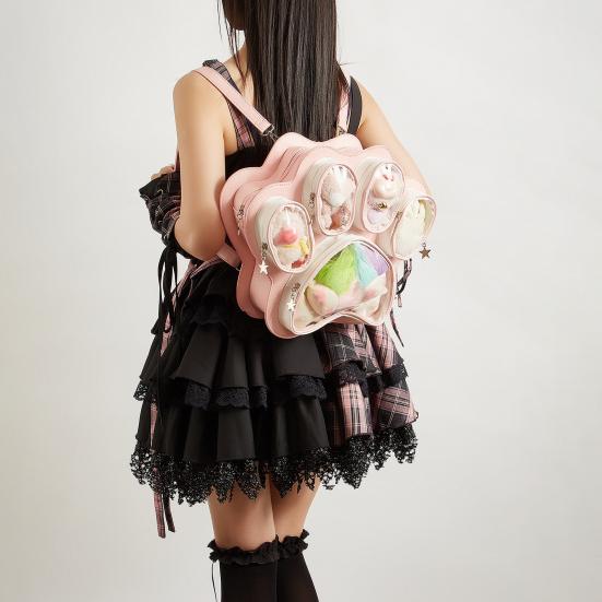 Cat Paw Ita Bag Pin Doll Display Backpack Transparent Pouch Backpack for Cat Lover Gift Street Daily Outings