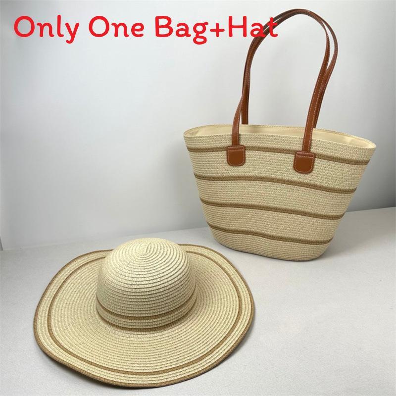 Straw Hat And Bag Set With Sun Protection For Outdoor Travel Casual Summer Adults