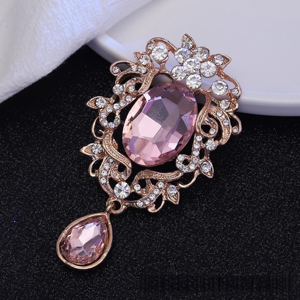 Bouquet Decor Rhinestone Pendant Water Drop Shape Brooch Pins Parts  DIY Crafts