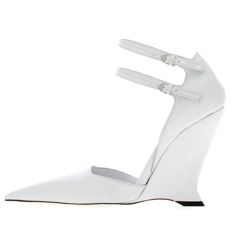 Fashion Brand Fashion Show Sexy Buckle Wedge Sandals Summer New Party Wedding Prom Red Black Europe America Women's Shoes Size 35-43