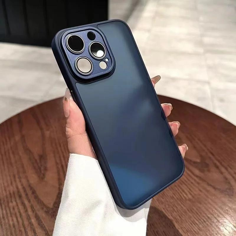 Luxe Schokbestendige Matte Telefoonhoes Voor iPhone 15 14 13 12 11 Pro Max Bumper Transparante Cover
