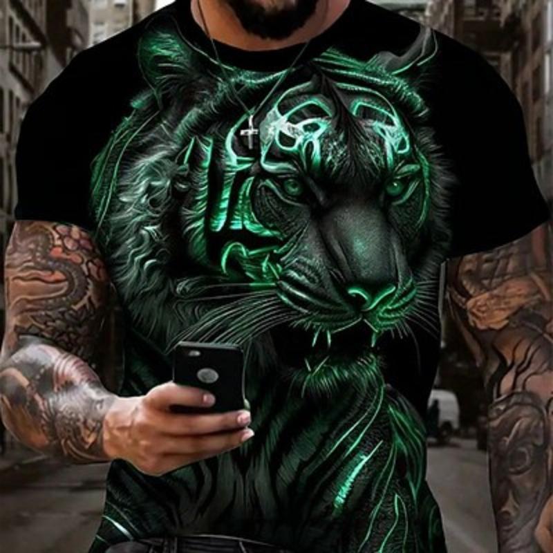 Men's Graphic Animal Tiger T-shirt Short Sleeve T-shirt 3D Printing Crew Daily Designer Sports Outdoor Holiday Summer Clothing