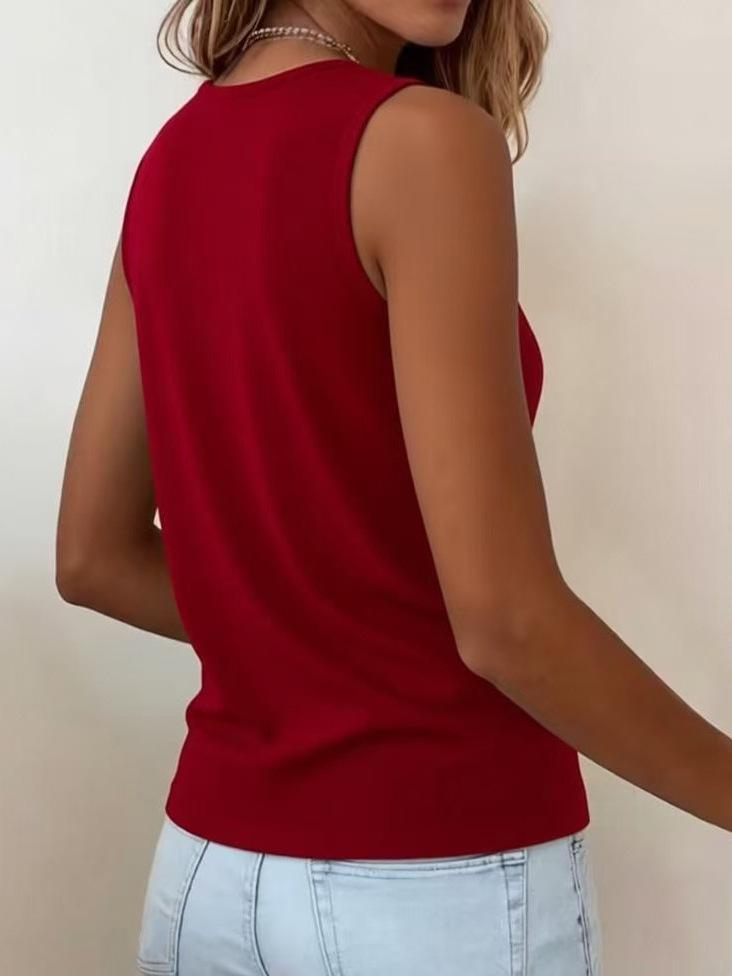European & American Plus Size Velvet Mock Neck Sleeveless Women's Top 2026.