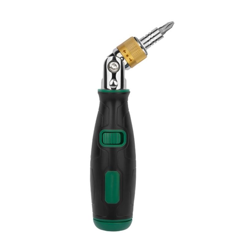 Professional Ratcheting Screwdriver Kit 10 Interchangeable Heads Carbon Steel Construction Ergonomic Grip Design