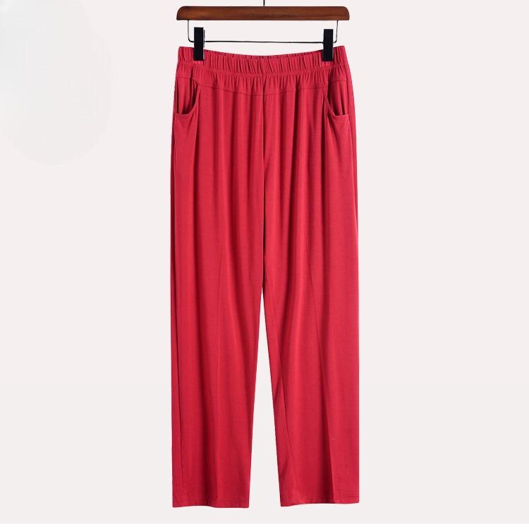 Эластичные девятиточечные брюки Летние тонкие домашние пижамные брюки Эластичная талия Высокая талия Женские брюки XL