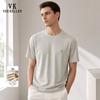 VEE KELLEN Men's Linen Blend Round Neck Short Sleeve T-Shirt