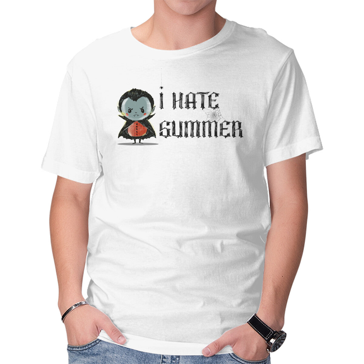 Unisex Crew Neck T-Shirt I Hate Summer Graphic Short Sleeve Casual Tee S
