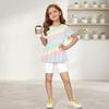 Girls Summer Outfit Short Sleeve Ruffle Hem Top with Floral Print and Solid Color Shorts Two Piece Set for Kids Casual Wear