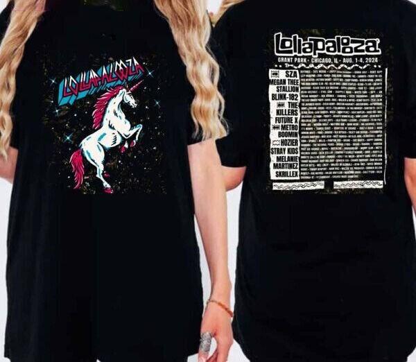 

2024 Lollapalooza Chicago, IL 1-4 August 2024 Unicorn Line Up Unisex Shirt LI173 Unisex T-Shirt M
