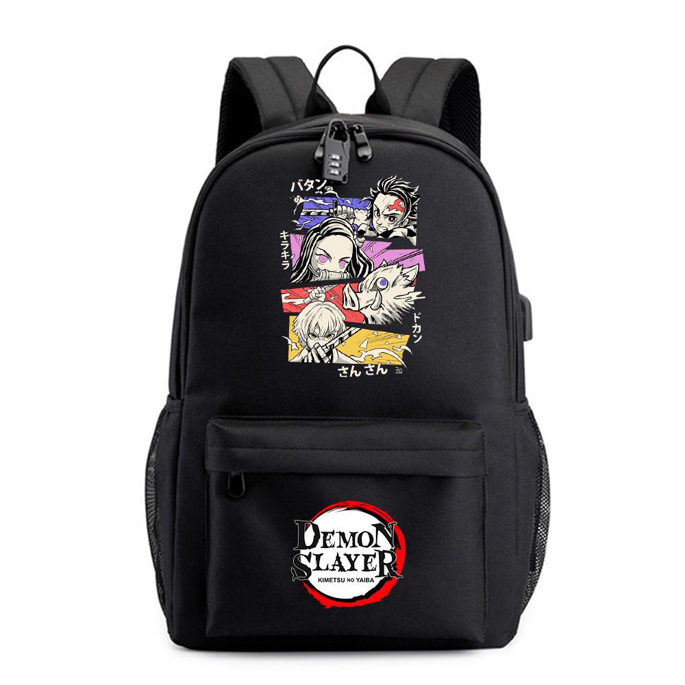 Anime Demon Slayer Printed Backpack for Teenager Student Bookbag Schoolbag Women Large Capacity Waterproof Travel Bag