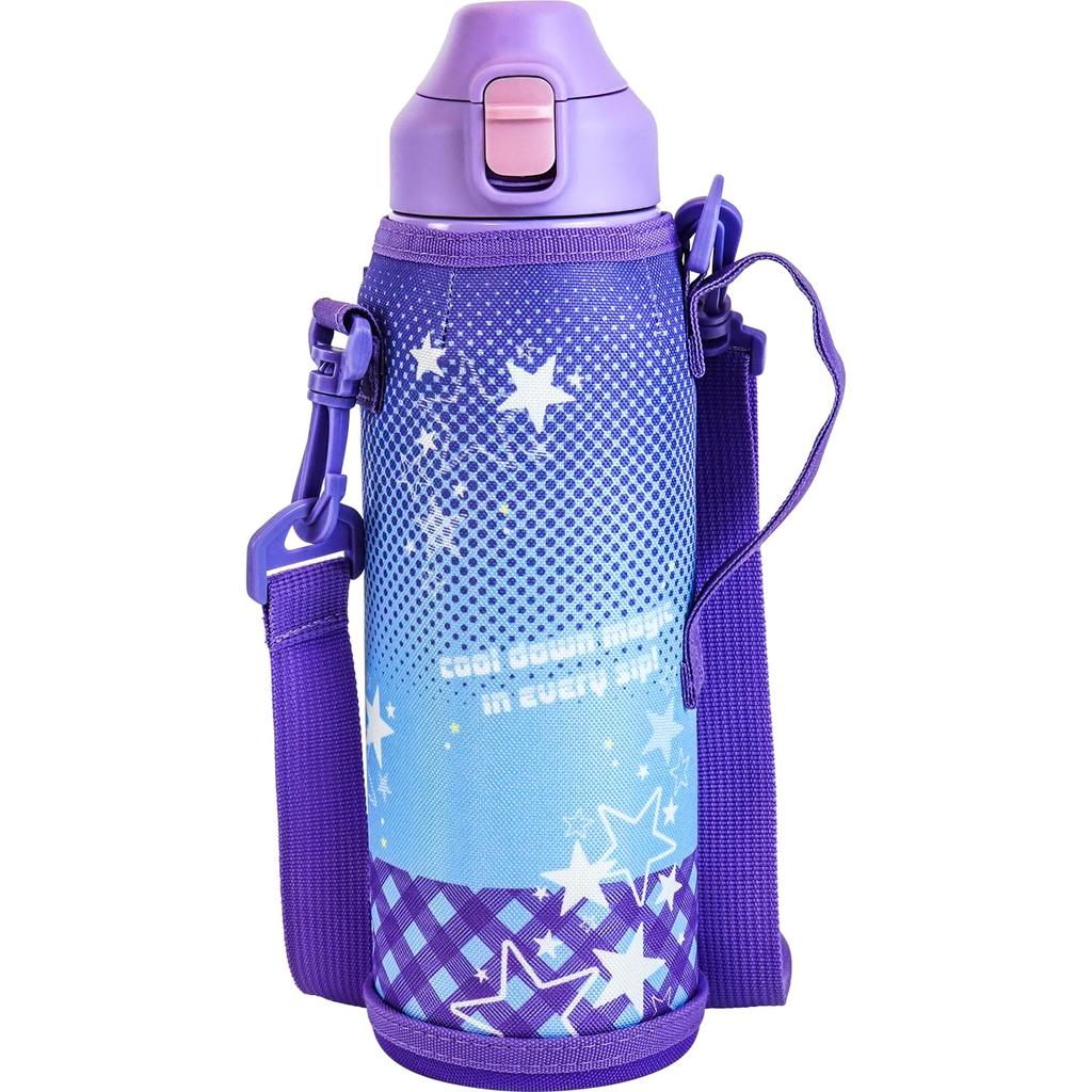 Wahei freiz Water Direct Star with Pouch and Shoulder for Kids and Junior High School Club Stainless Vacuum Keeps Drinks Cold Large Cute Fortec