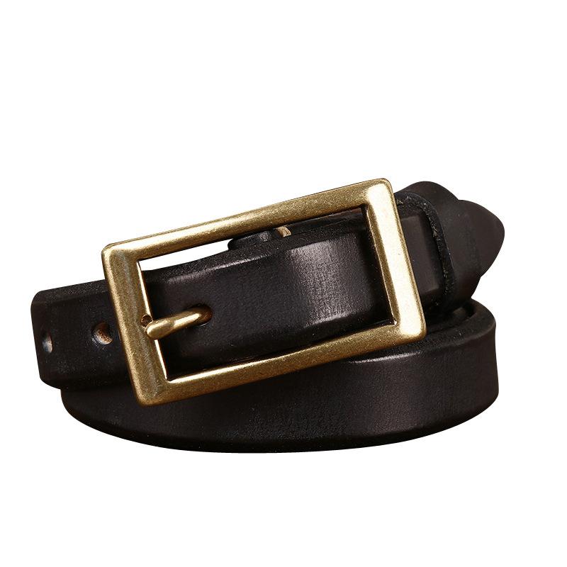 2.4Cm Wide Fashion Retro Trend Decoration Leather Thin Belt Women'S Thickened Pure Cowhide Jeans Belt Women'S
