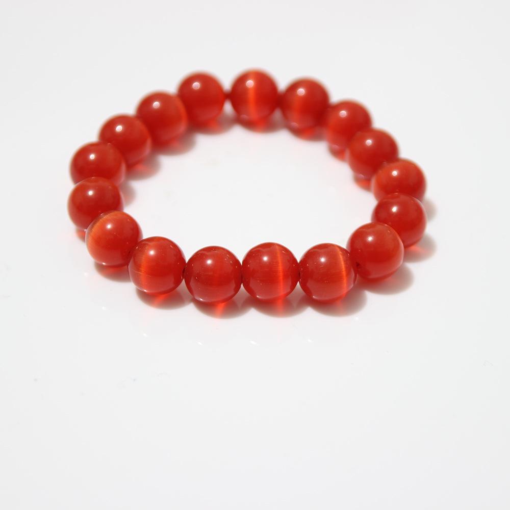 Sky Blue Cat's Eye Bracelet: Round Beads, Fresh Summer Crystal Jewelry for Women and Men