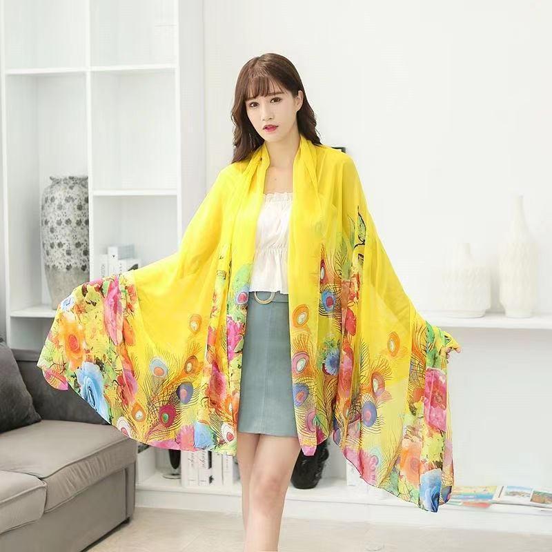 Women's Lightweight Silk Scarf - Spring/Fall Sun Protection, Extra Large Beach Towel & Dance Wrap