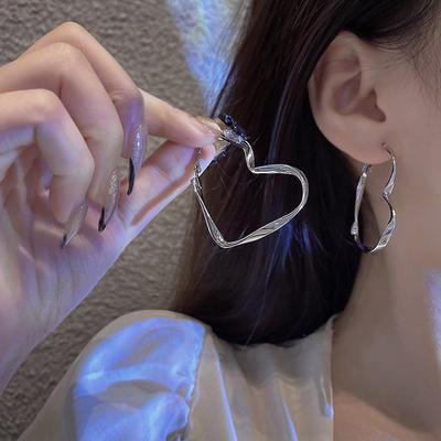 Elegant S925 Silver Hoop Love Earrings for Women - Celebrity Style, Minimalist Design
