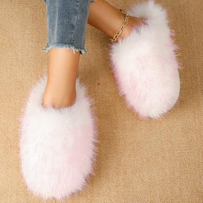 Moda Nuevas Zapatillas de Pelo con Suela Blanda para Mujer Interior Dormitorio Antideslizantes Cálidas Felpa Diapositivas Algodón Zapatillas Señoras