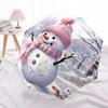 Snowman Winter Automatic Folding Umbrella Compact 8 Rib Design, Unique Style, Suitable for Everyday Outdoor Use, Perfect Gift for Friends an
