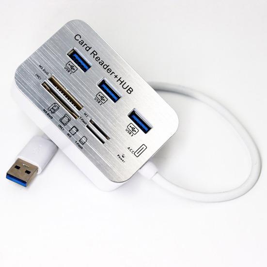 USB 3.0 Hub Card Reader 7-In-1 MS SD M2 TF Multi-in-1 Memory Adapter with 5Gbps Data Transfer Speed Overvoltage Protection for Windows