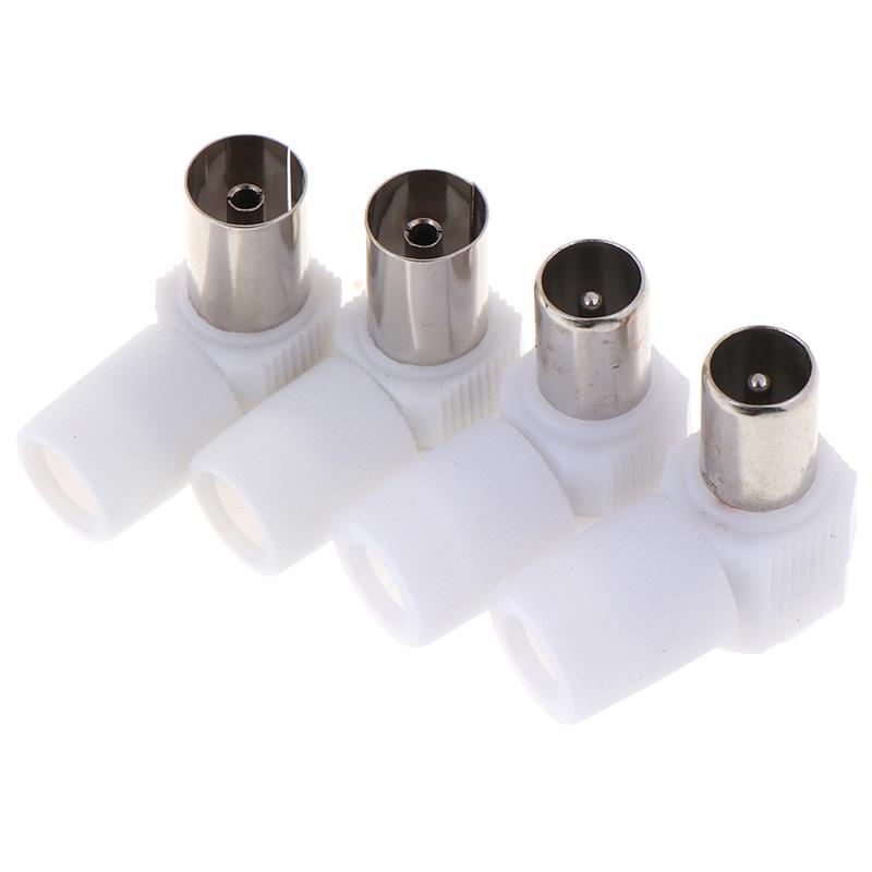 2Pairs 90 Degrees Male And Female Tv Plug Jack For Antennas Tv Rf
