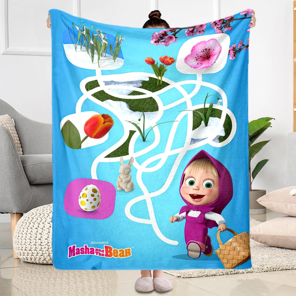 Masha Bear Blanket Warmthful Decor Great for Bedding Office Chair Office Four Seasons Universal Digital Print