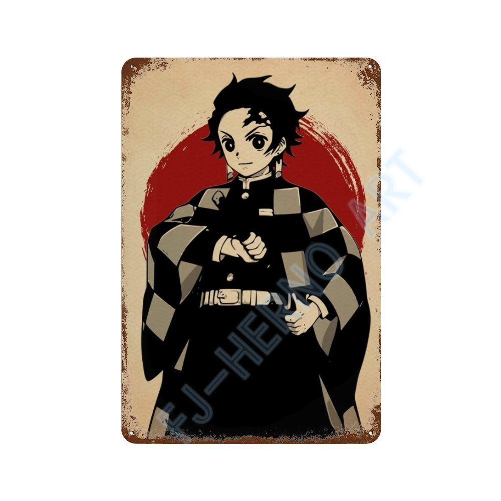 Japan Retro Anime Demon Slayer My Hero Academia Jujutsu Kaisen Metal Tin Sign Plaque Wall Art Home Kids Room Decorative Plates