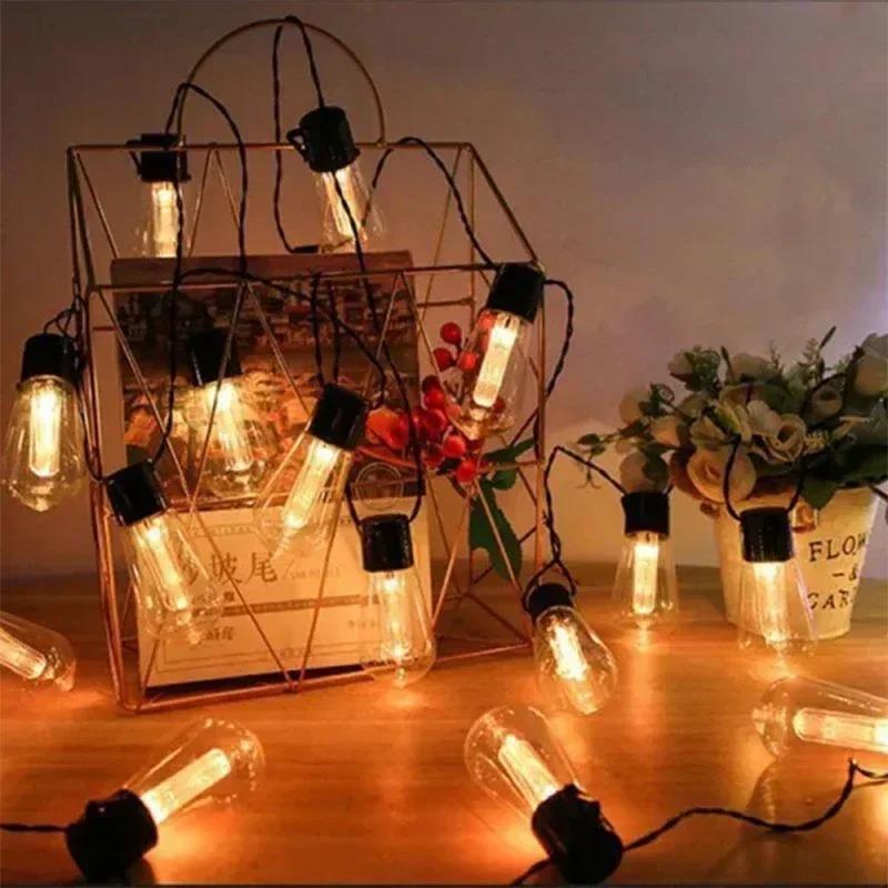 

Уличные солнечные гирлянды светодиодные IP65 водонепроницаемые лампочки Эдисона ретро винтажные рождественские гирлянды украшения для садовой вечеринки волшебная лампа 3m 10LED 2PCS