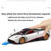 1:24 Huayra Senna Toy Car Spray Supercar Models Metal Diecast Doors Opened Front Wheel Steering Shock Absorption for Kids Gifts