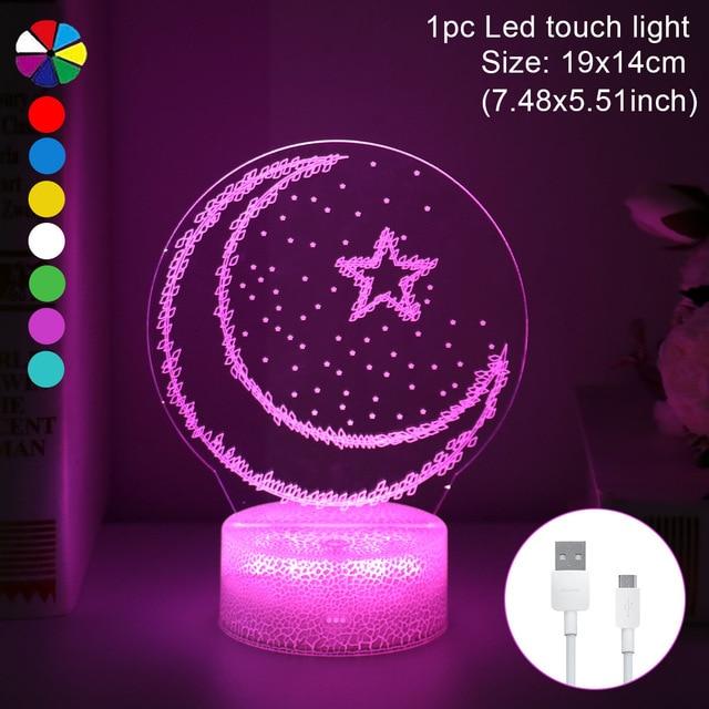 Eid Mubarak Ramadan Decorations for Household Moon Stars Remote Control LED Lights Eid Mubarak Decorations