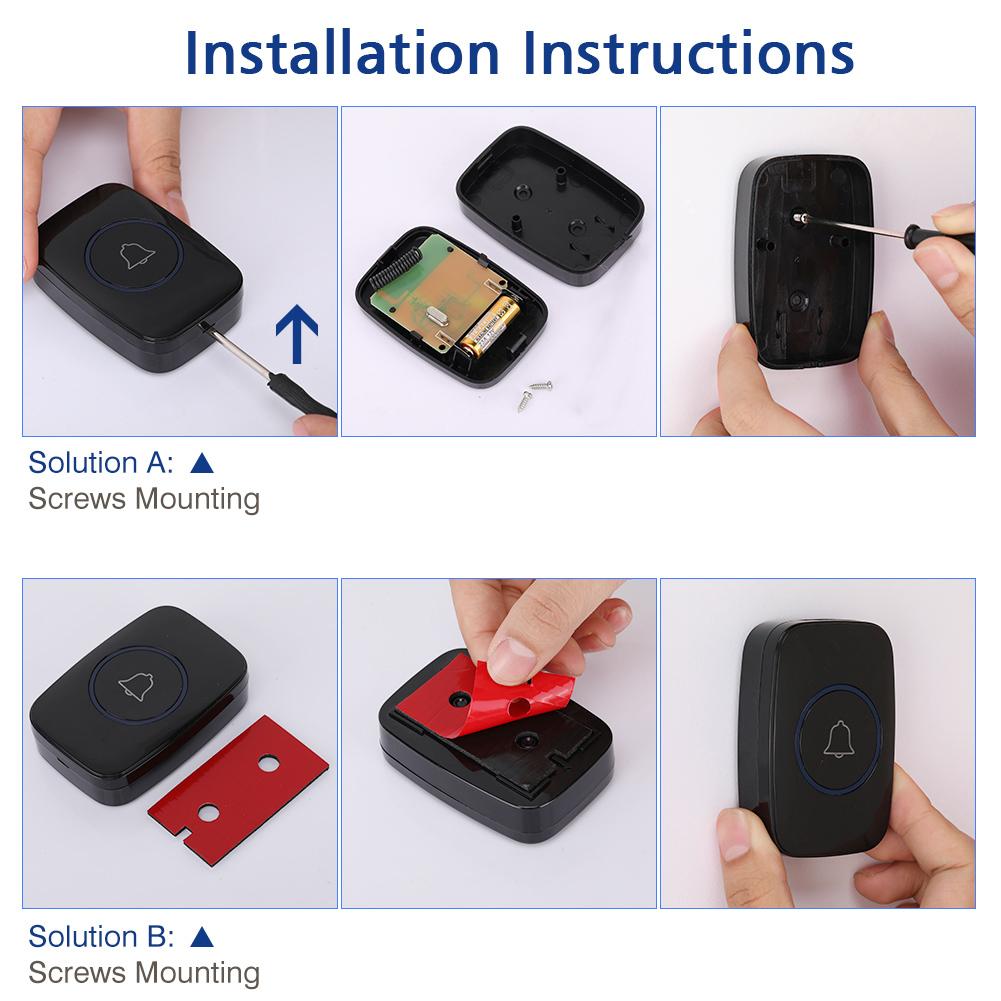 Drahtlose Türklingel, Ring Türklingel Gong-Set, Wasserdicht 2 Stecker-Empfänger und 1 Batterie