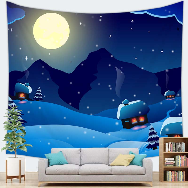 חג מולד שמח קישוט עץ חג המולד שטיח קיר עם הדפס דקורציה לבית, לסלון, לחדר השינה שטיח קיר לתלייה על הקיר